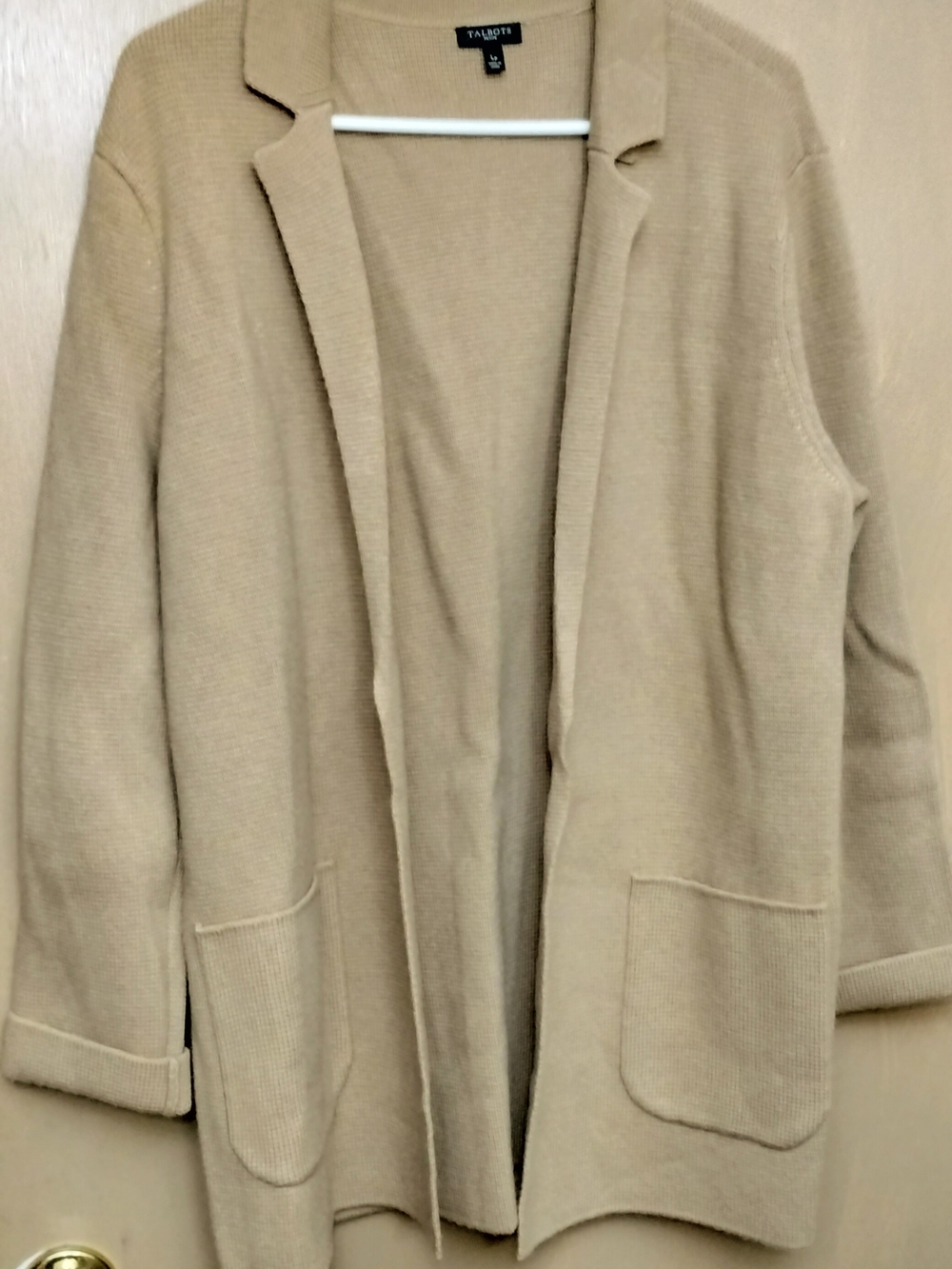 Talbots Women's Open-Front Long Cardigan Jacket — Camel